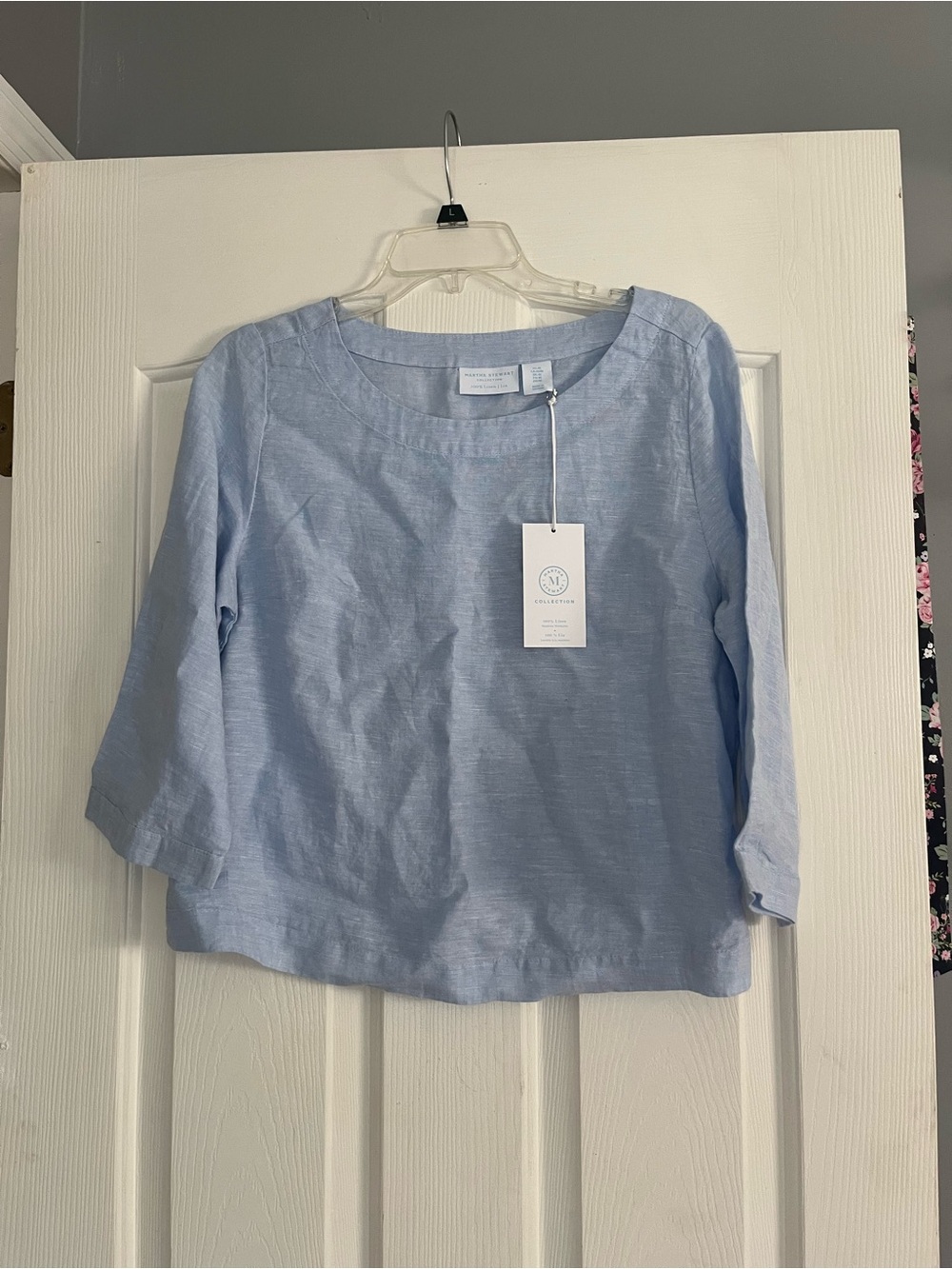 Martha Stewart Light Blue Linen Boatneck Tunic